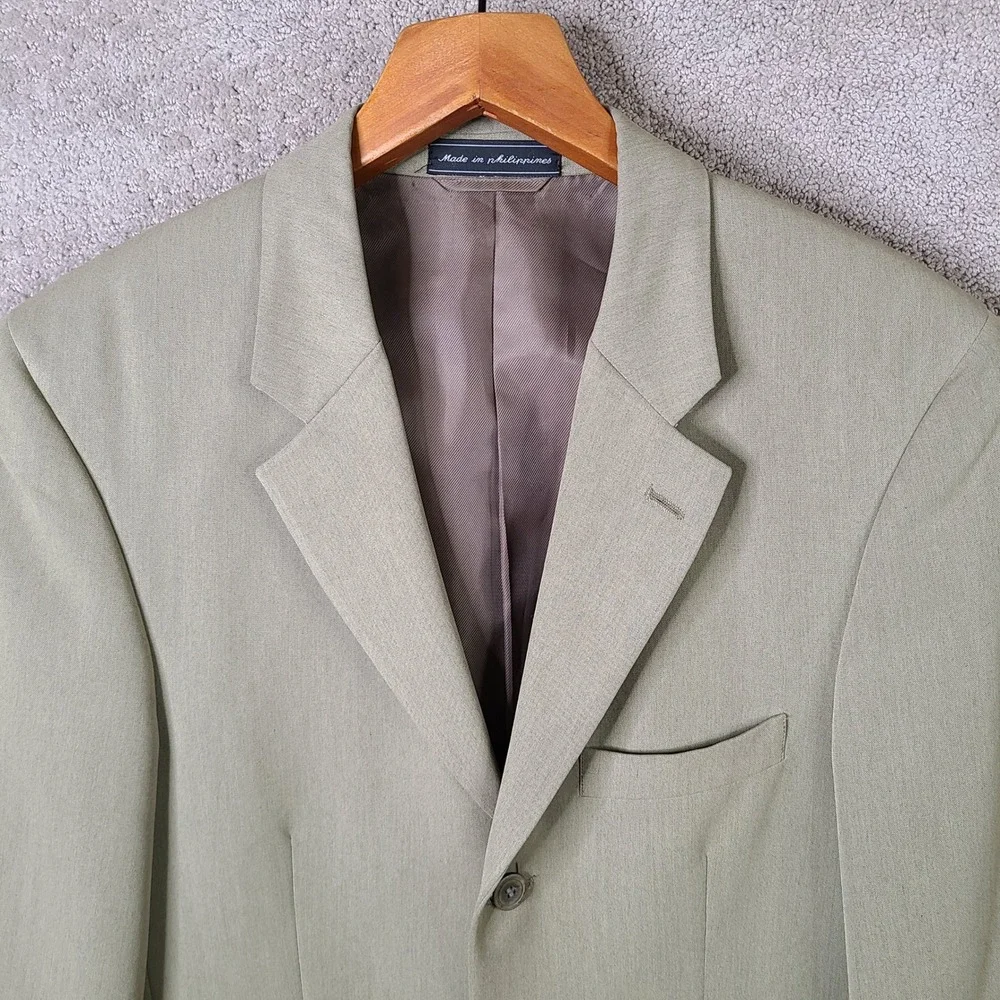 Vintage Sturbridge Classics Jacket Mens 38R Beige‎ 3 Button Blazer Suit Coat